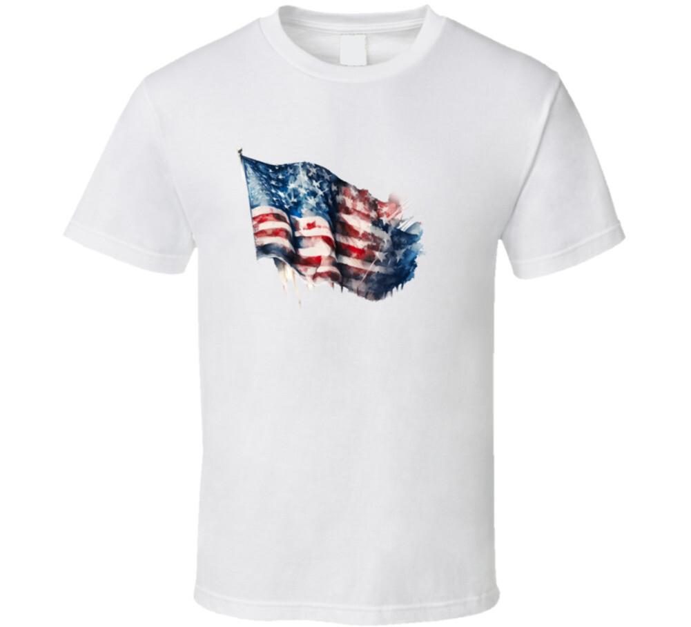 Painted American Flag Tee Patriotic Usa Pride Freedom Unisex T Shirt M