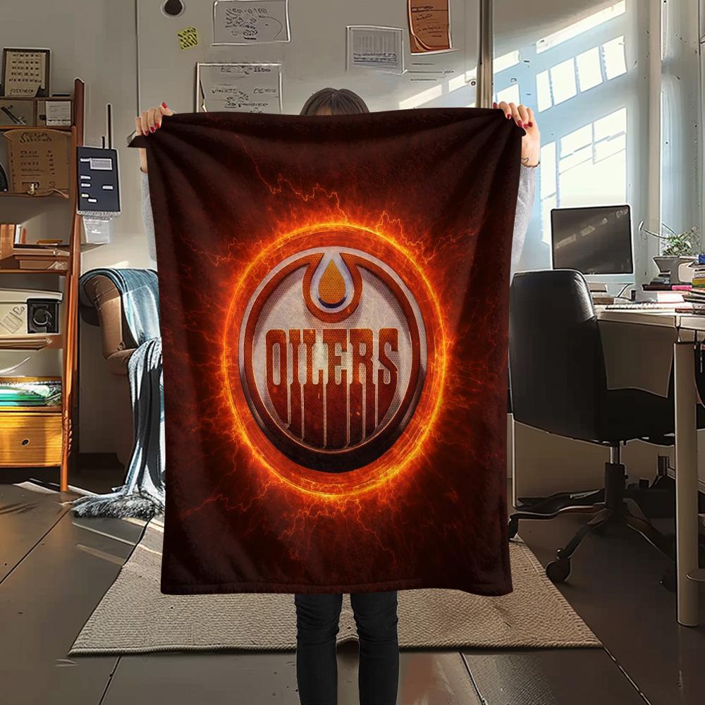 Edmonton Oilers Flannel Blanket, High quality Comfortable for All Seasons, Home Decor, Warmth and Comfort