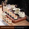 Chinese Ru Kiln Kung Fu Tea Set with Bamboo Handle Pot