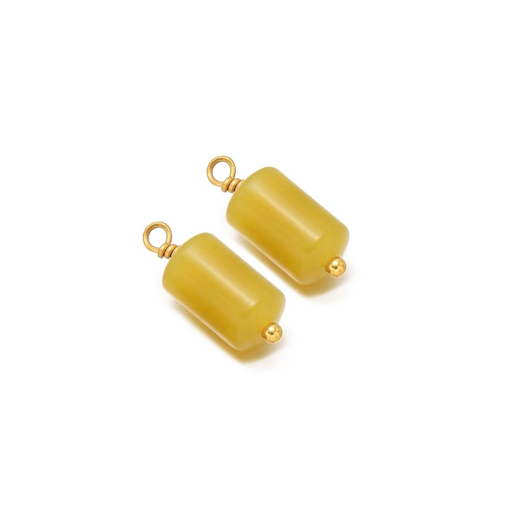 

10pcs Stainless Steel Wire Natural Stone Charms Pendants for DIY Bohemia Necklaces Jewelry Earrings Making Bracelets Findings жовтий