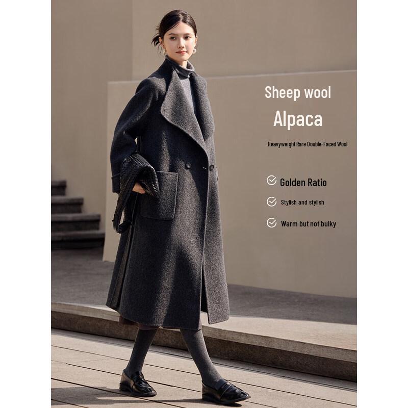 XWI Women s Alpaca Wool Blend Double-Faced Coat S