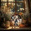 Vintage Round Metal Cat Wall Art, Flat Steel Sign Decor for Kitchen Living Room Office