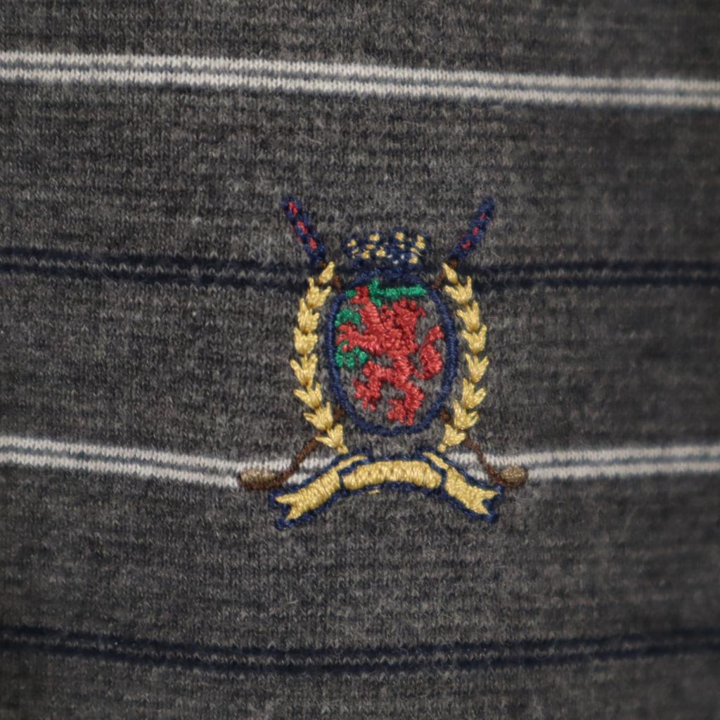 TOMMY HILFIGER Border Pattern golf Short sleeve Polo shirt M gray Men's Used