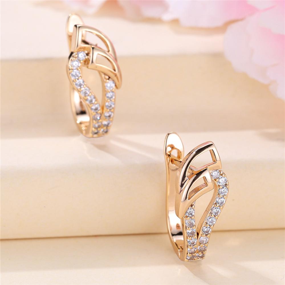 Trendy Crystal White Zircon Skeleton Hoop Earrings For Women Vintage Gold Color Wedding Jewelry