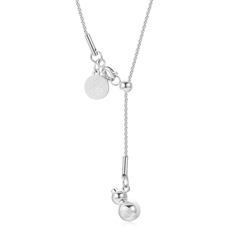 

Ожерелье из титановой стали «Удача» в национальном стиле, не выцветает, нишевое, высококачественное, ретро-ожерелье из нержавеющей стали в национальном стиле