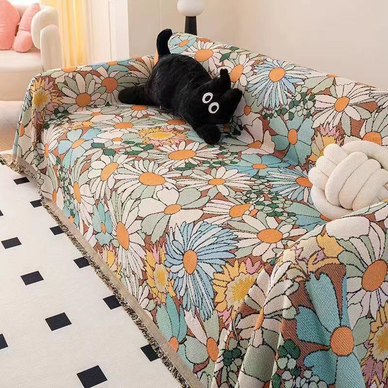 Ретро многофункциональное нитевое одеяло полотенце для дивана 90*180 жаккардовое марлевое — фото 4