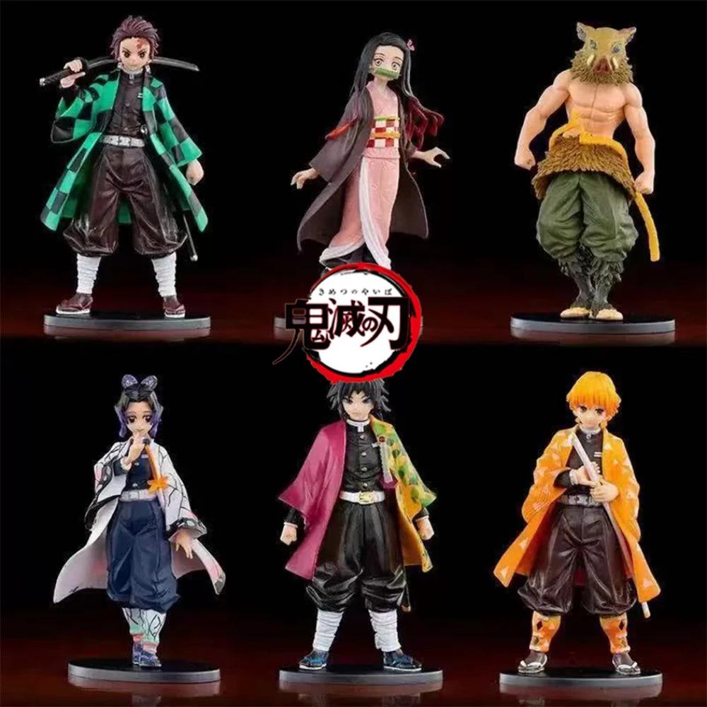 Figurine Anime Kamado Tanjirou Nezuko Demon Slayer Figurine Figurines d'Action Modèle PVC Jouets Figurine Zenitsu Inosuke Kimetsu No Yaiba