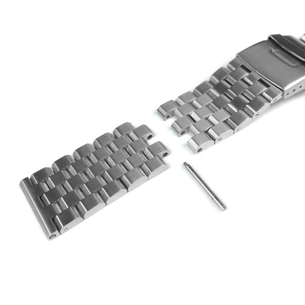 [Kai Tian] Curea de Ceas Metalică Ceas Inginerie Argintiu Oțel Inoxidabil Cataramă Ceas Curea Ceas 24mm
