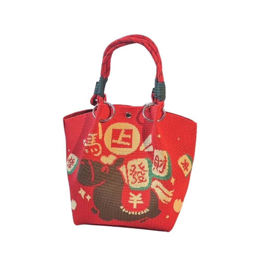 

Chinese Style New Year Gift Bag Cartoon Bucket Bag Fashion Shoulder Bag Spring Festival Style 5