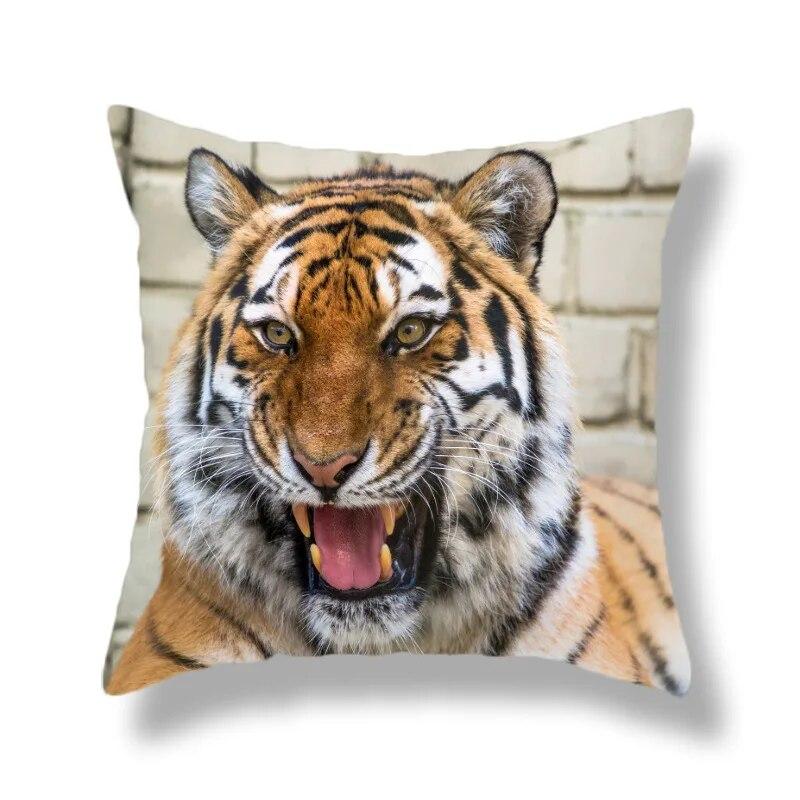 Heimdekoration Tierwelt Tiger Kissenbezug Bett Wohnzimmer Sofa Bürositz Auto Lendenkissen Bezug