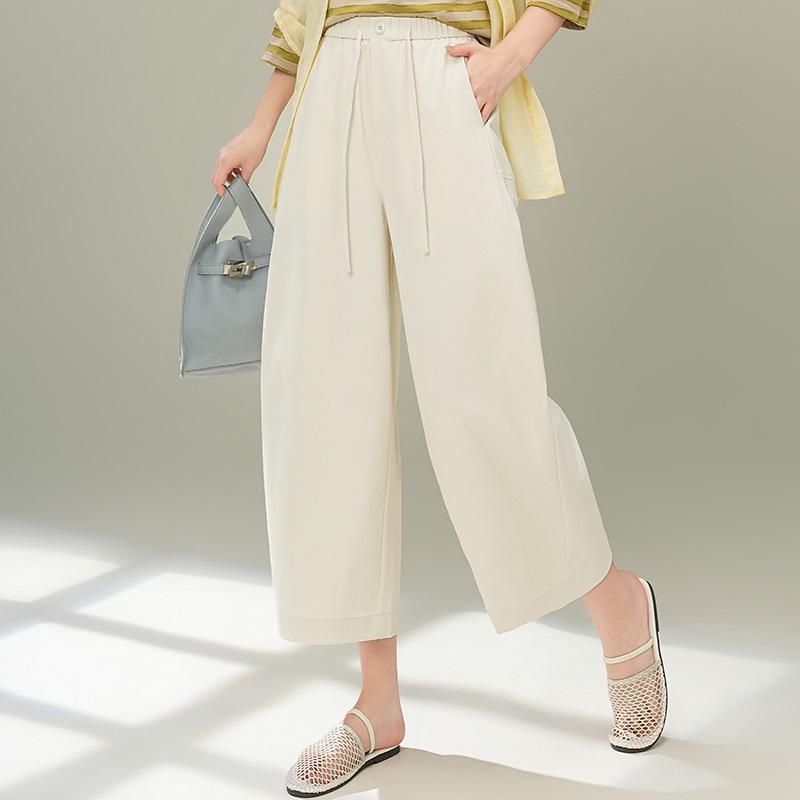 Frühling/Sommer 2026 Damen High-Waist Weitbeinige Lässige Hose - Vielseitiger Trendiger Cropped-Stil