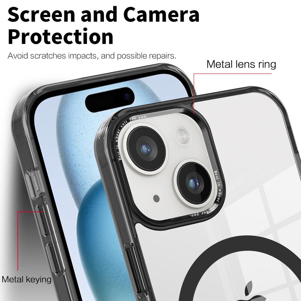 Electroplated Acrylic Magnetic Case for iPhone 14 Pro Max/15 - 2-in-1 Protective Cover