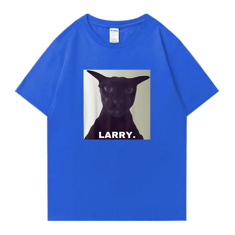 T-shirt vintage Evil Larry Cat Oversized Mulheres Homens 100% Algodão manga curta t-shirts Verão Gola Redonda Roupa estampada Unissex
