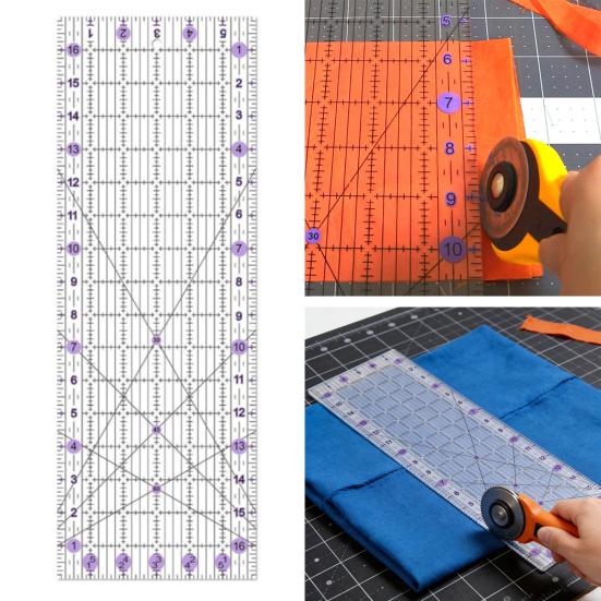 Quilting Ruler Acrylic Sewing Ruler Transparent Quilting Template Cutting Ruler for Quilting Squares Patchwork Beginners Sewing Crafts