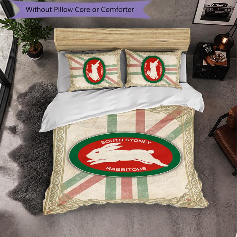 South Sydney Rabbitohs Modello Microfibra Set Biancheria da Letto 3 Pezzi Decorazione Copripiumino per Camera da Letto Uso Domestico