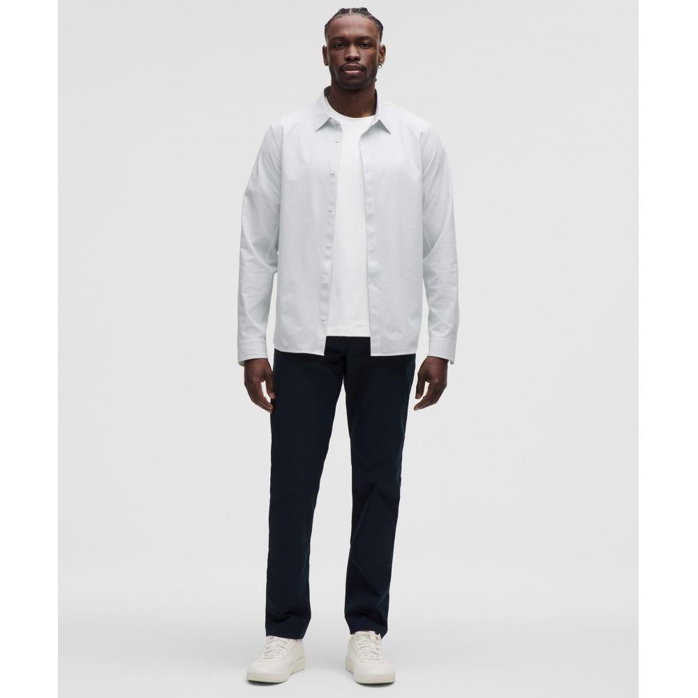 Lululemon New Venture Long Sleeve Shirt  Updated Classic Fit Proper Stripe White Heathered Starch Blue