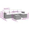 6-teiliges Gartensofa-Set mit Kissen Braun Poly-Rattan