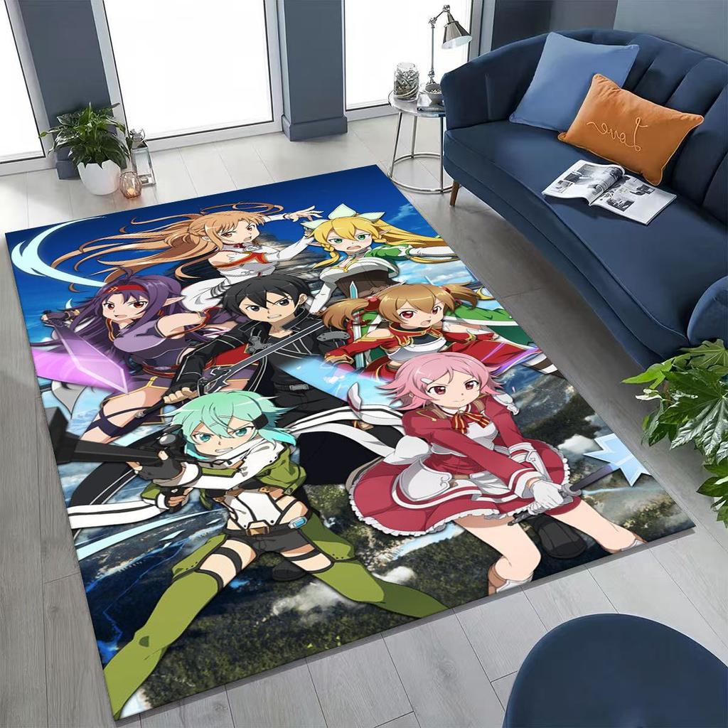 Anime SAO Sword Art Online Cartoon 3D Rug for Bedroom Living Room Sofa Home Doormat Decor, Large Kids Play Non-slip Floor Mat