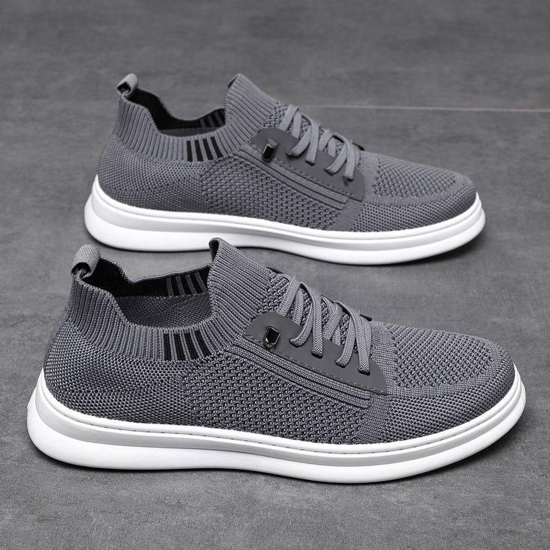 Men Breathable Mesh Flyknit Slip On Casual Soft Sole Running Sneakers