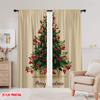 2pcs,2D Plane Printing Curtains&Window Treatment Charming Vintage Christmas Tree Versatile Fabric (without Rod) Art Deco Festive