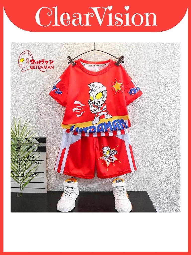 Baby Cartoon T Shirt Shorts Set With Cotton Fabric For Kids Ages 3 To 8