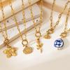 Fashion Trend Diy Pendant Flower Enamel Rose Flower Element Pendant Necklace Stainless Steel Clavicle Chain