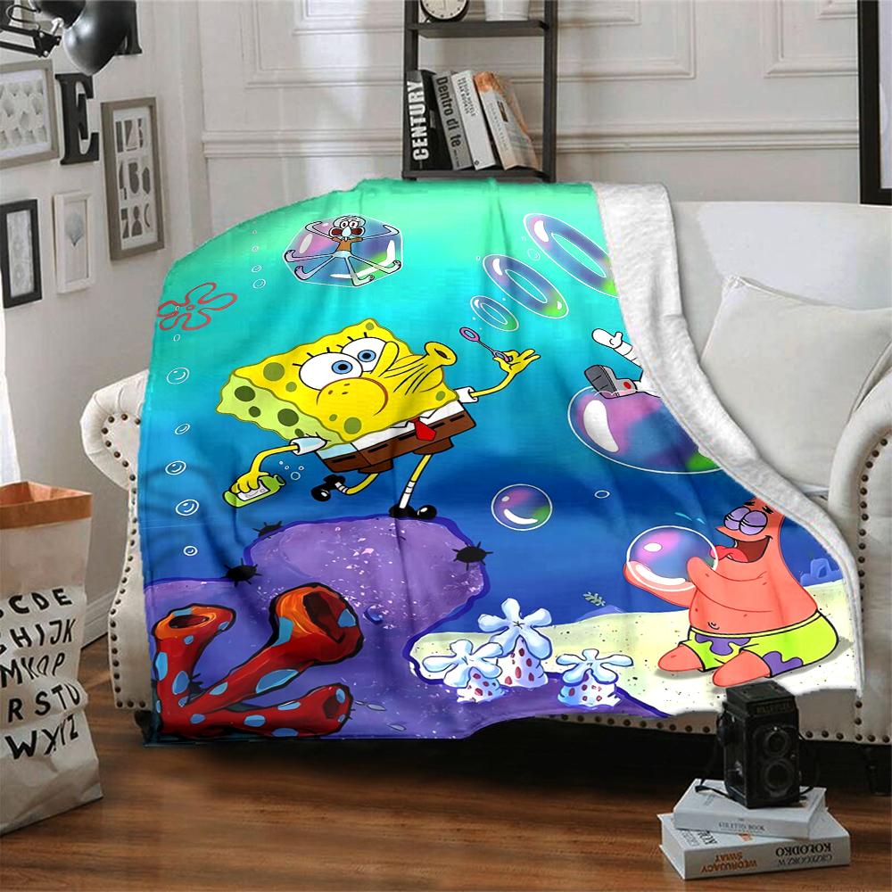 1Pc Spongebob Friends Adventure Blanket Soft And Comfortable Casual Warm Camping Travel Christmas Halloween Xmas Gift M92844