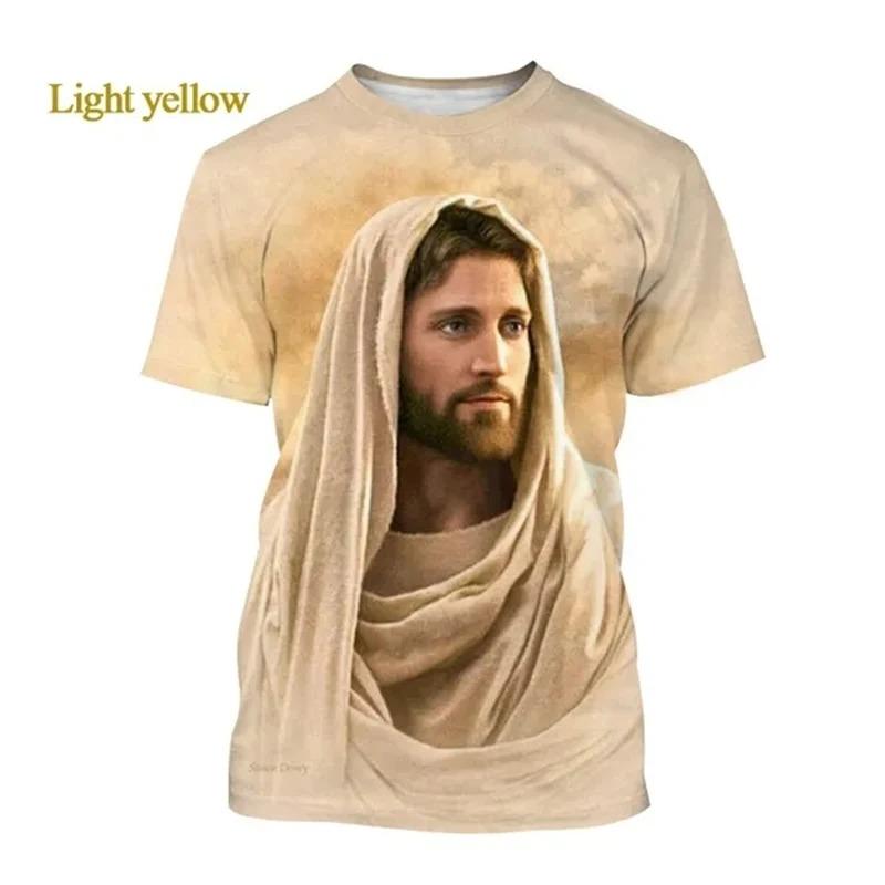 Jezus Kocha Każdego Chrześcijanina Koszulka Drukowana 3D Letnia Moda Wzór Jezusa Mężczyźni Kobiety Gorąca Krótki Rękaw Codzienna Koszulka Ropa Hombre
