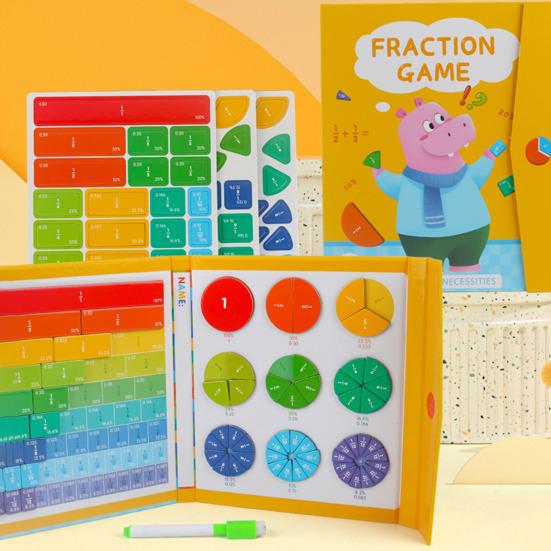 Magnetic Fraction Tiles Circles Book with Pen Percentage Decimal Fraction Learning Elementary Students Teaching Aid Educational Fraction Puzzle