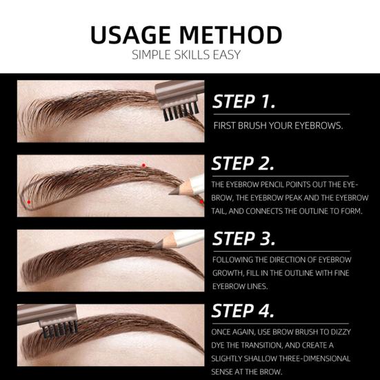 Eyebrow Pencil Hard Sweat-proof Cosmetic Wooden Non Smudge Eyebrow Pen with Brush for Women