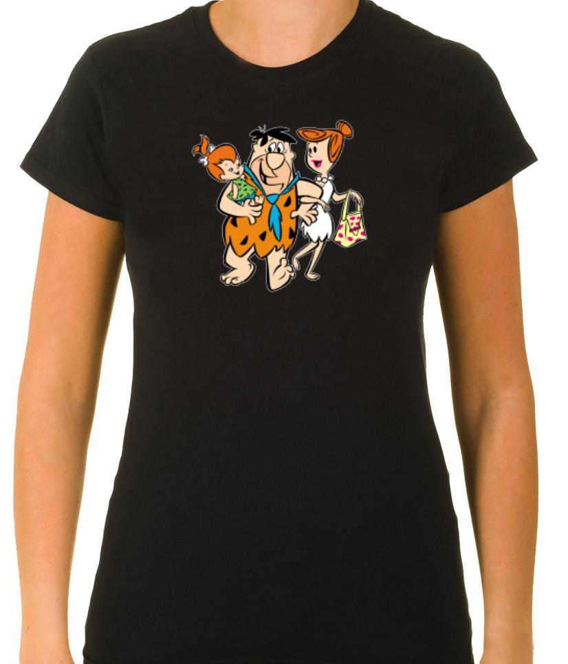 

The Flintstones characters White/Black Women s 3/4 Short Sleeve T-Shirt L811 L