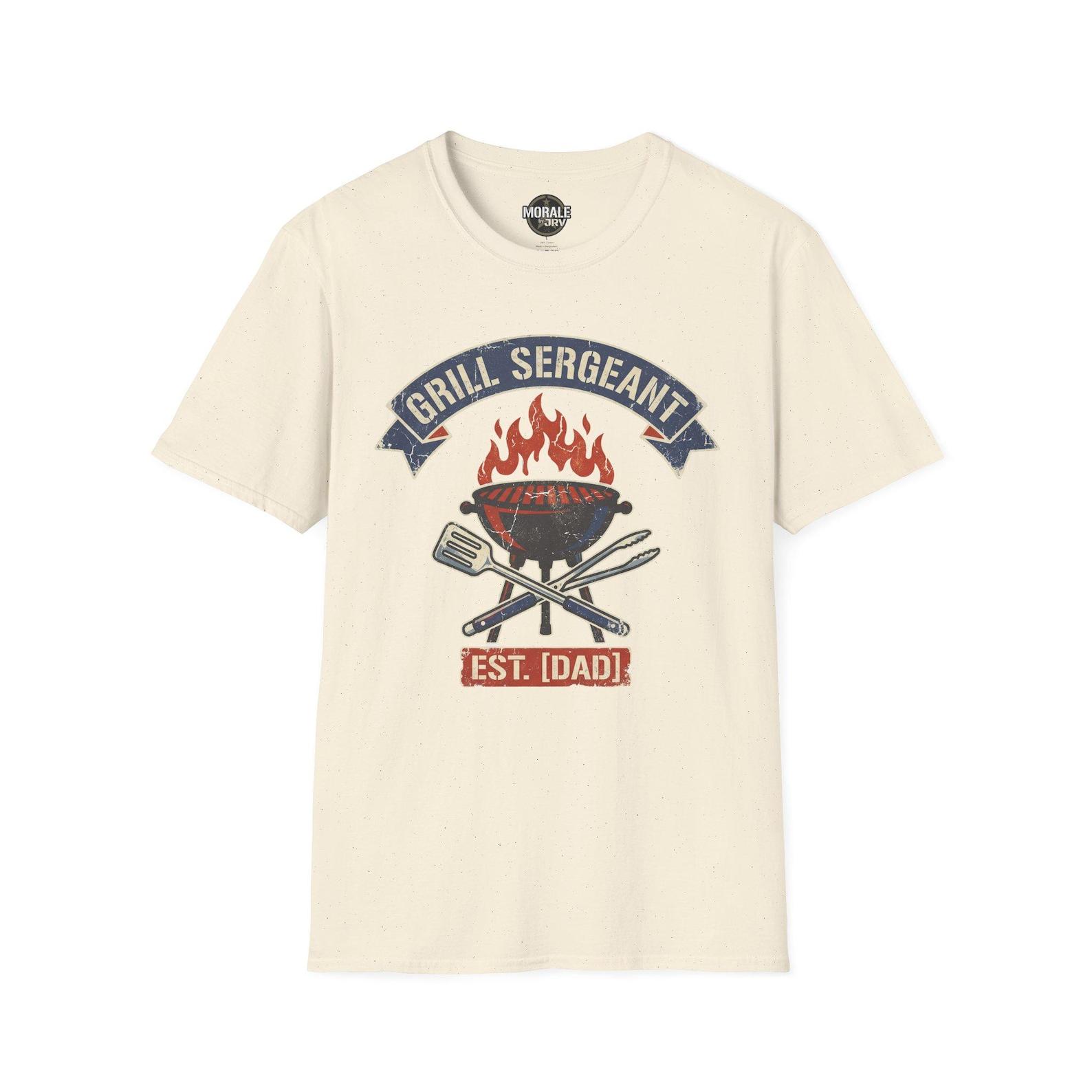 Grill Sergeant BBQ Emblem T-Shirt | Father s Day Gift for Dad | Flames & Utensils Graphic Tee XL
