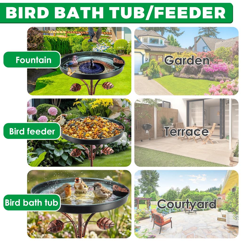 Garden Birdbath 97cm Standing Metal Bird Bath Decorative Vintage Bird Bath Feeder Bowls for Outdoor Patio Yard Lawn Garden Decor