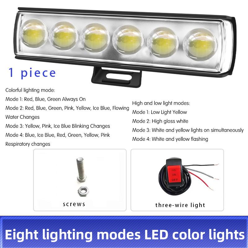 Motorcycle LED Spotlights Headlights 6 Lens Multicolor Lights Driving Light Fog Lamp Motorbike Scooter Running Lamp 12V