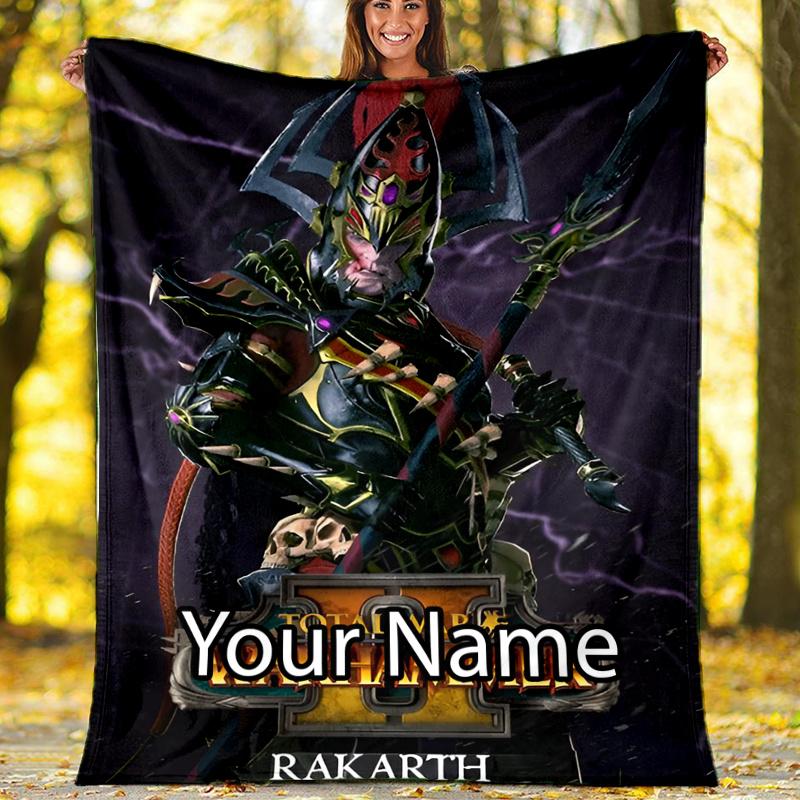 Custom Name Total War Warhammer Theme Printed Blanket - Perfect for Couch, Bed, Travel & Outdoor Use | Machine Washable, Cozy & Durable.