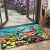 Ocean Scene Door Mat with Dolphins Whales and Rainbow Non-slip Entrance Rug for Home Decor Living Room Bedroom Decoration