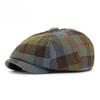 New Autumn Winter British Retro Plaid Newsboy Cap Men Women Woolen Octagonal Hat Vintage Beret Peaked Cap