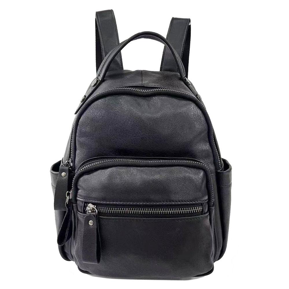 

Рюкзак из натуральной кожи черного цвета, модный универсальный женский рюкзак из мягкой кожи, женская сумка чёрный