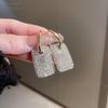 Rechteckige Form Voll glänzende Strass eingelegte baumelnde Ohrringe Elegante Luxus-Stil Bankett Ohr Ornamente