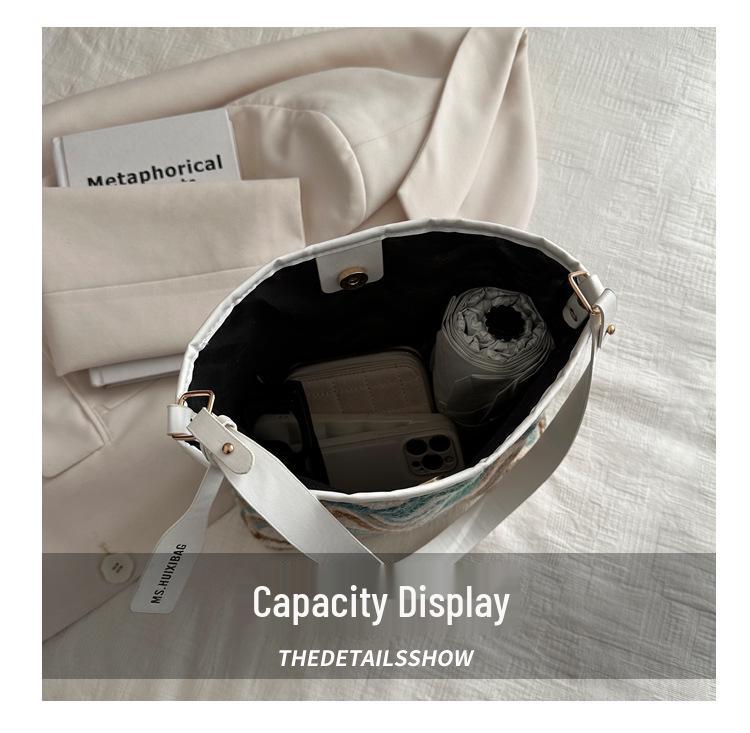 2024 Damen Bohemian Tweed Bucket Bag - Vielseitige, modische Schultertasche mit großem Fassungsvermögen für den Frühling