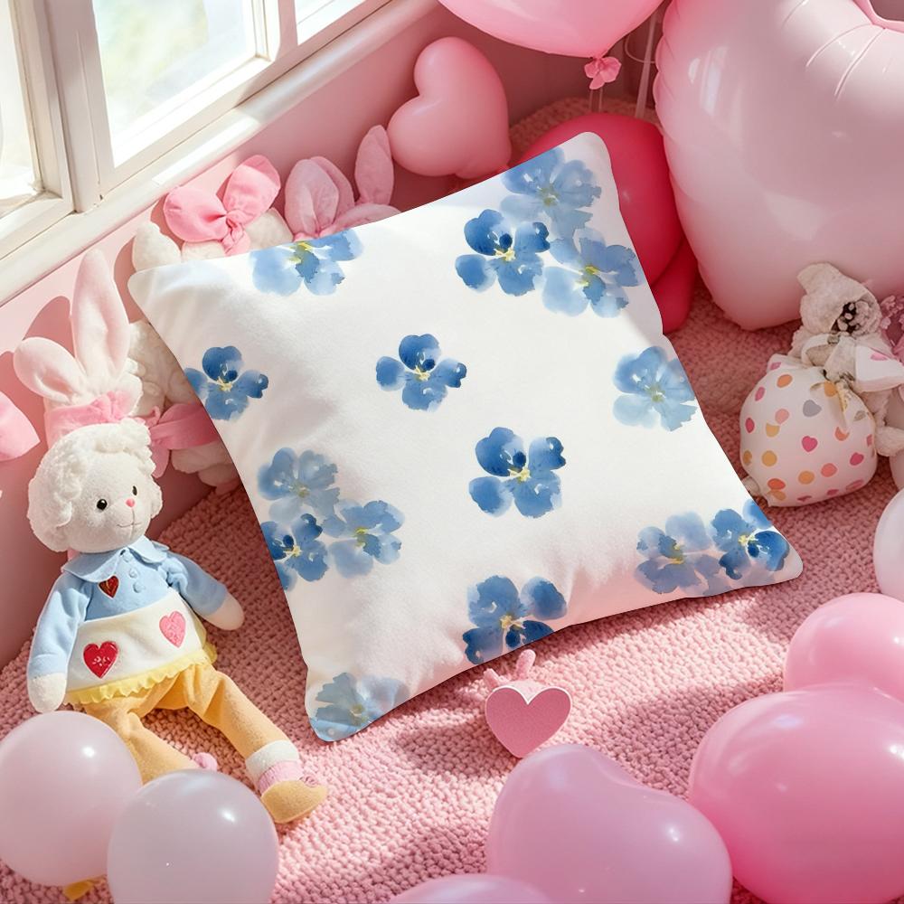 Elegant Blue Floral Cushion Cover Pattern Printed Pillowcase for Living Room Sofa Cushion Cover & Bedroom Decor