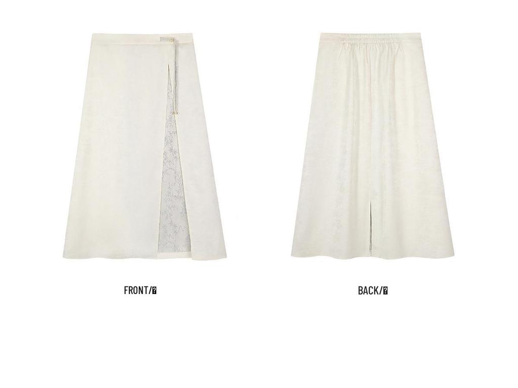 Plus Size Bamboo Pattern Embroidered Vest, Shirt and Midi Skirt Set
