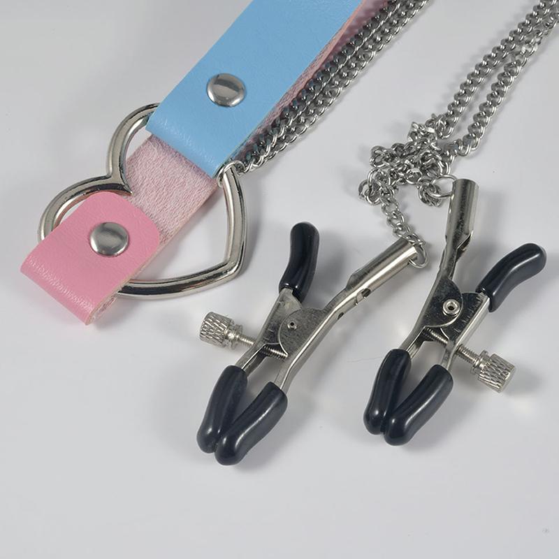 1Pc Nipple Ring With Choker Necklace Punk Style Long Chain Nipple Barbell Piercing Jewelry