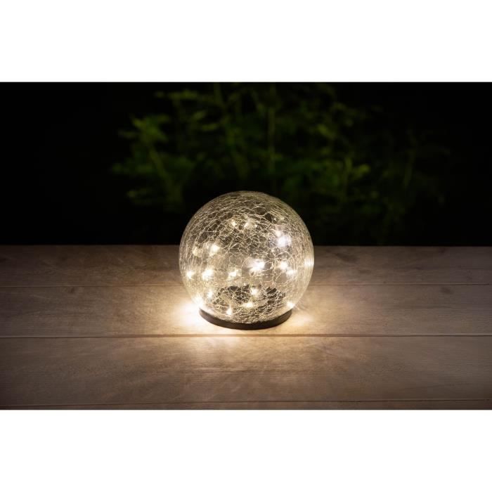 Sphère solaire GALIX - Effet verre brisé - Ø 15cm - 25 LED blanches