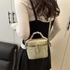 Street Style Small Bucket Bag For Women With Zipper Closure And Phone Pocket