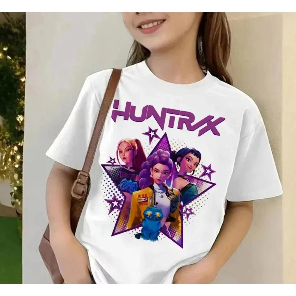 2025 Movie KPop Demon Hunters T-shirt Summer Short Sleeve T-shirt Tee for Children Casual Loose Girl Boy Graphic Printed Tops