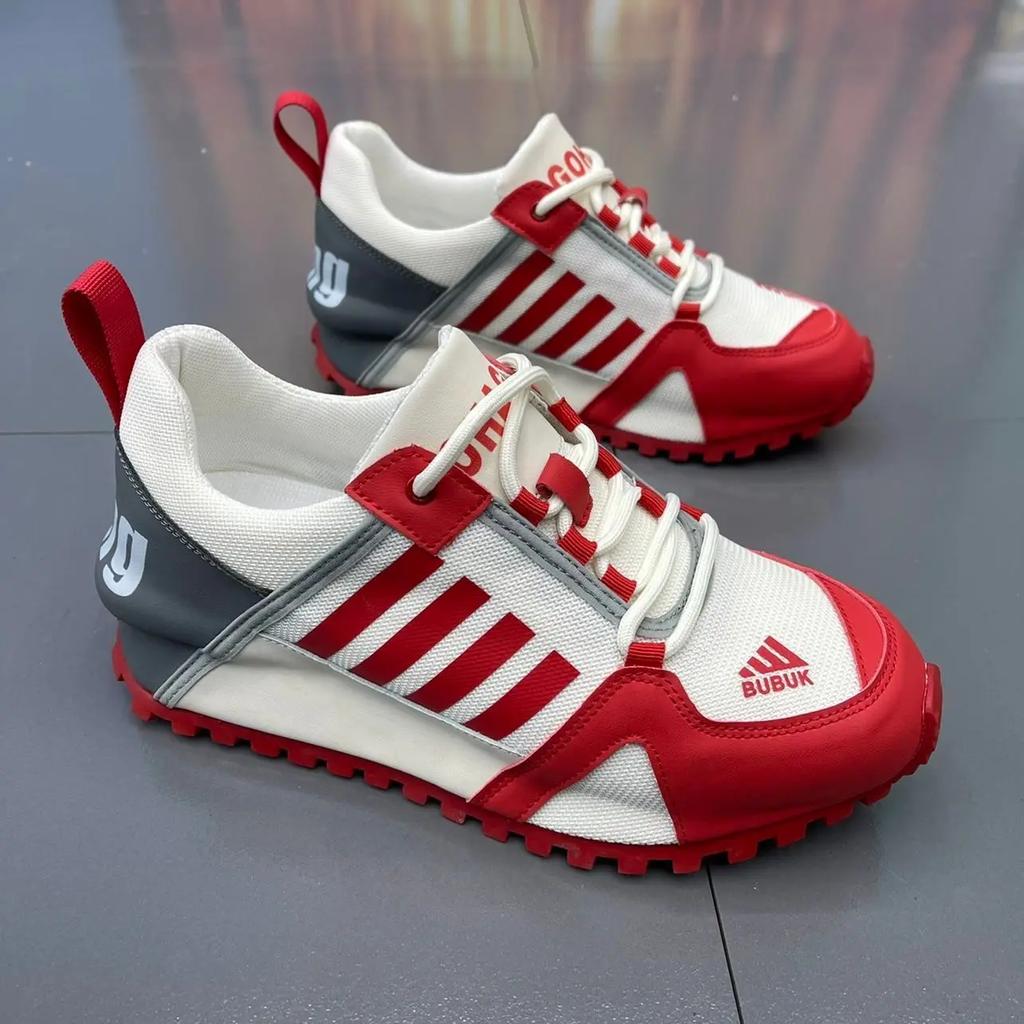 Modny Paskowany Design Męskie Damskie Grube Sneakersy Modne Casualowe Skórzane Materiałowe Cholewki Zwiększone Wewnętrzne Krycie Dolne Buty na Platformie Nowe