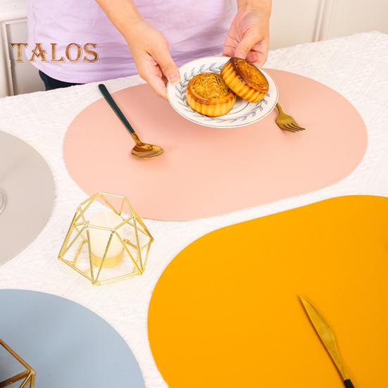 Oval Western Placemat Faux Leather Foldable Space-saving Easy Storage Wear-resistant Protection Pad