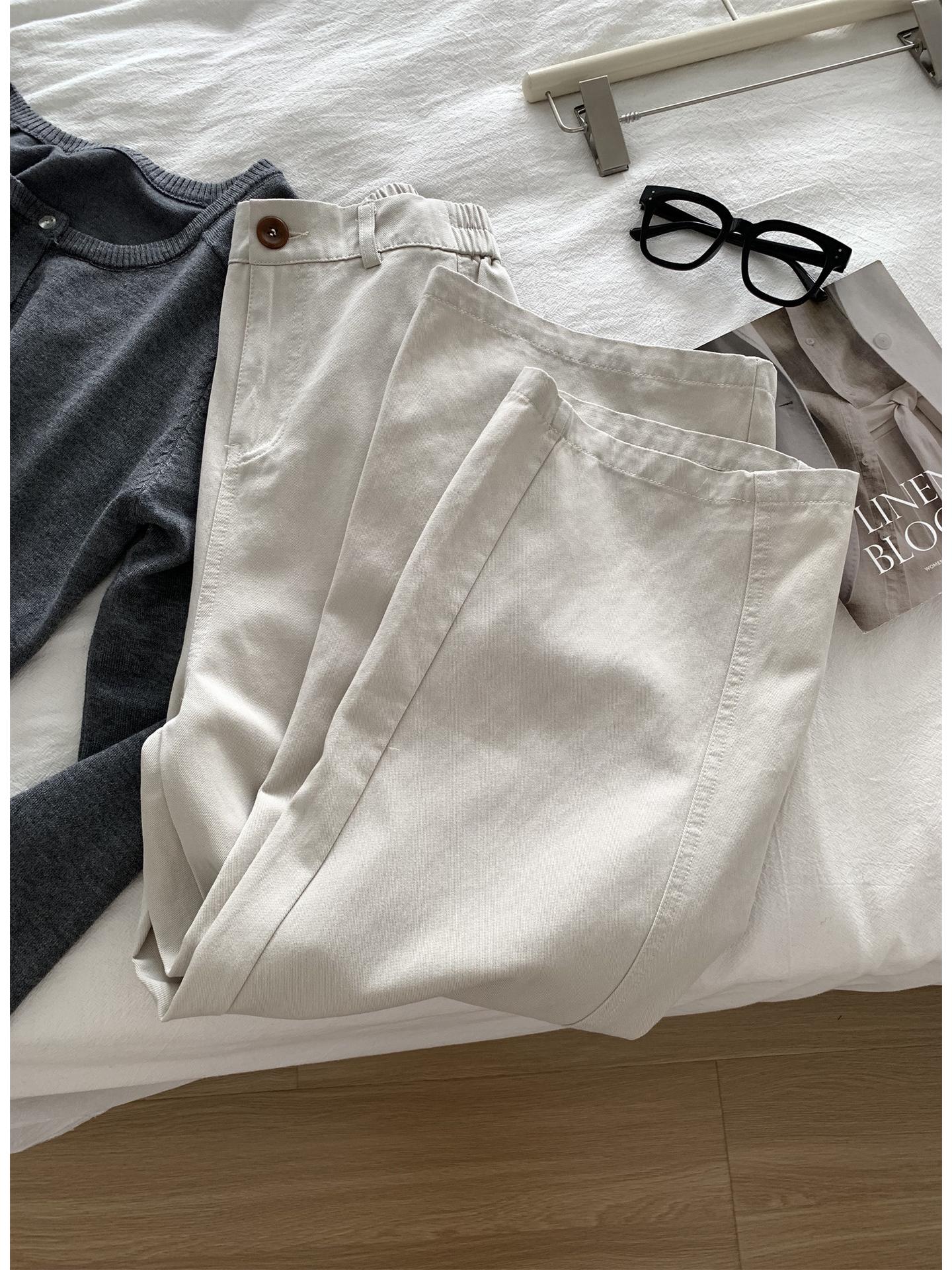 

Women s Japanese Retro Tencel Cotton Pants for Spring/Autumn 2026 - Slimming, Versatile, Casual Cropped Straight-Leg Workwear S (42.5-50 kg) покинуть белый