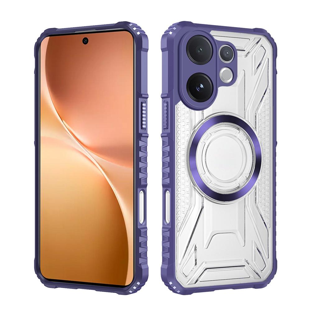 KEYSION Transparent Magnetic Case for VIVO V60 Soft Silicone+PC Heavy Duty Shockproof Phone Back Cover for for VIVO V60 5G